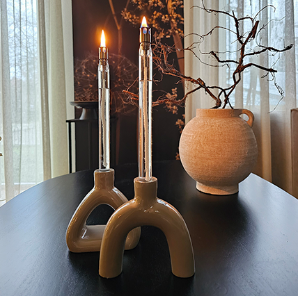 Combi Deal: Flamt Candle 3.1 + Candlestick Fay Taupe