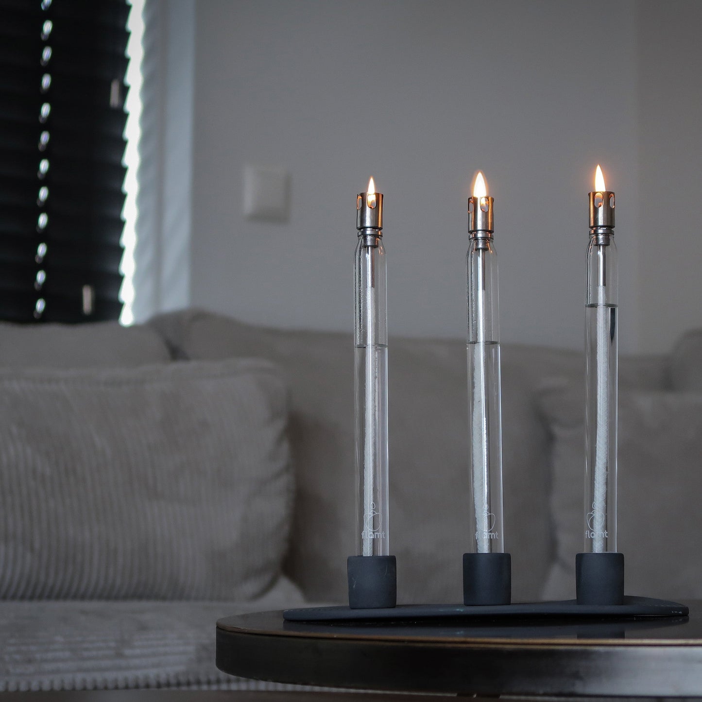 Combi Deal: Flamt Kaars Triple 3.1 + Kandelaar Light Grey Triple
