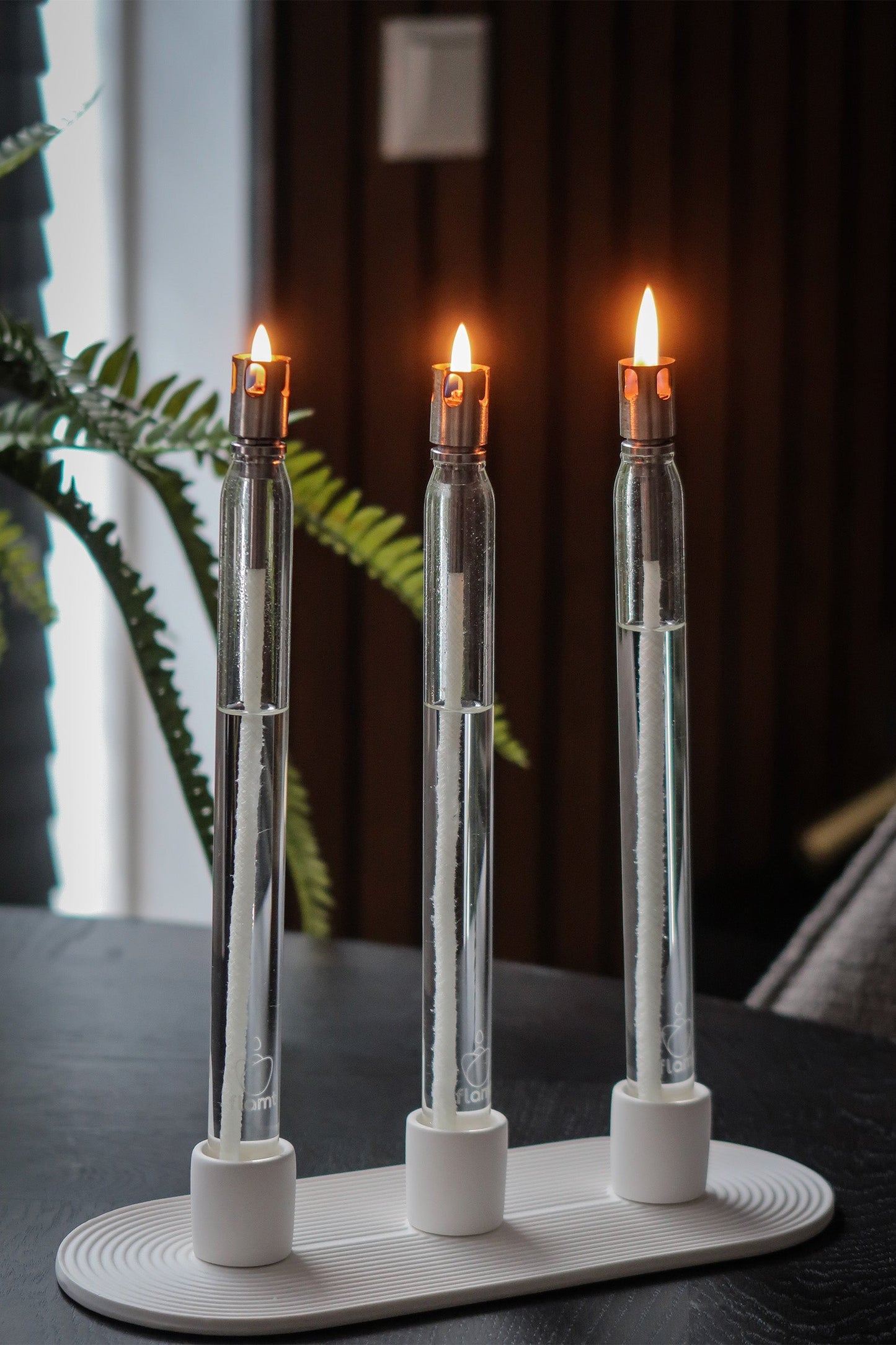 Combi Deal: Flamt Candle Triple 3.1 + Candlestick Light Gray Triple