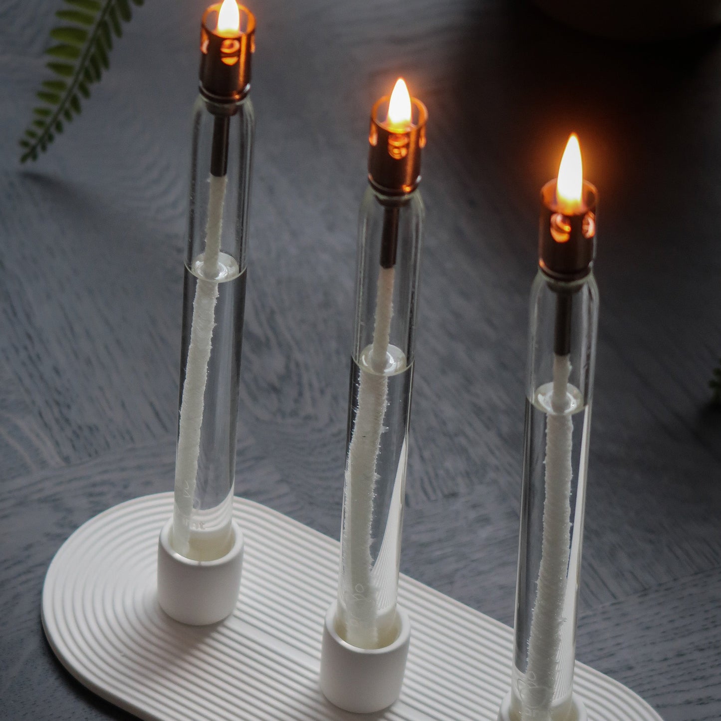 Combi Deal: Flamt Candle Triple 3.1 + Candlestick Light Gray Triple
